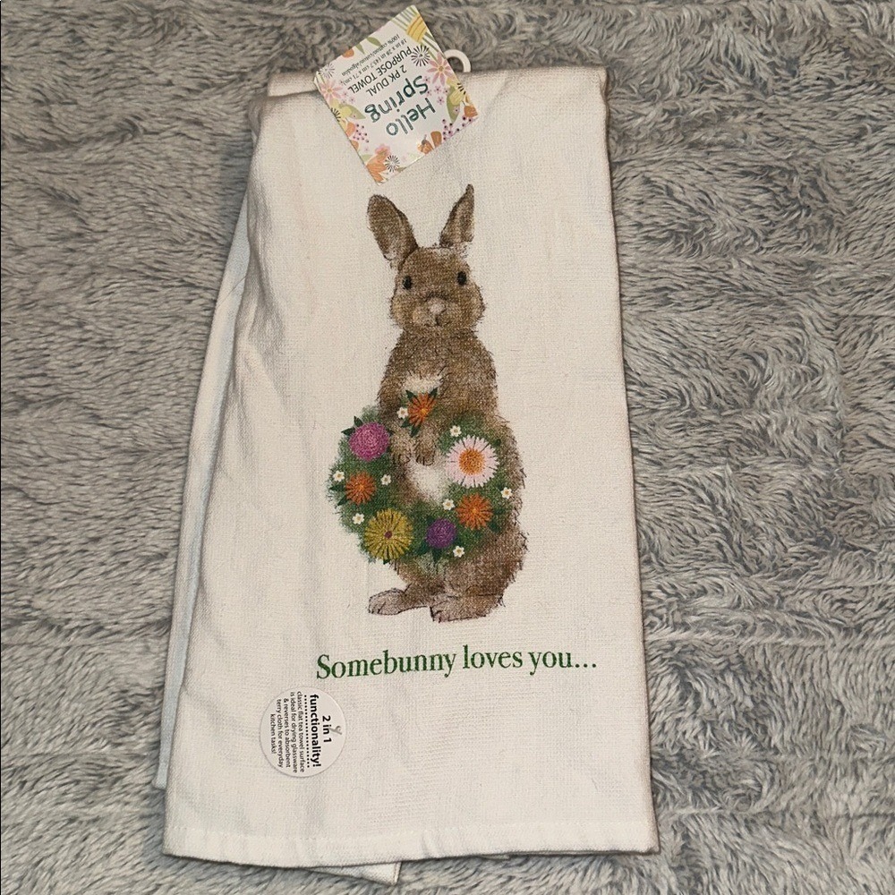 Kay Dee Designs Hello Spring Bunny 2 PK Dual‎ Purpose Kitchen Towels 100% Cotton